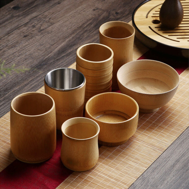 Natural bamboo Gongfu tea cup for traditional tea tasting, handmade bamboo cup