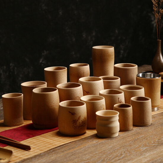 Natural bamboo Gongfu tea cup for traditional tea tasting, handmade bamboo cup