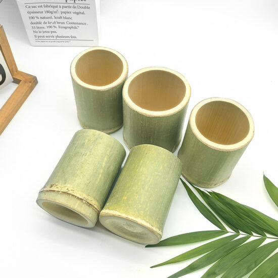 Natural bamboo tube cup for bubble tea, ice cream, and steamed rice