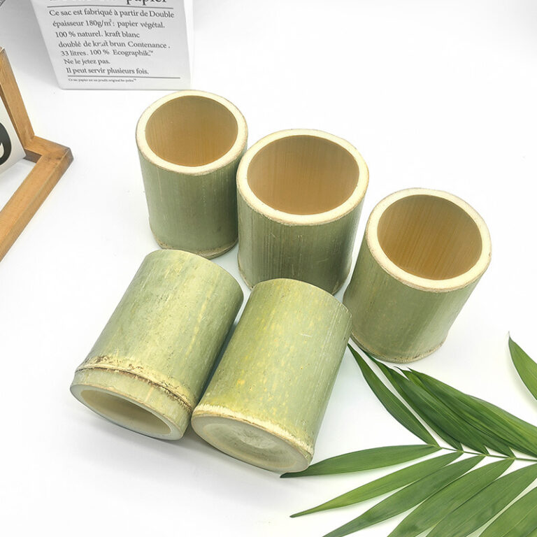 Natural bamboo tube cup for bubble tea, ice cream, and steamed rice