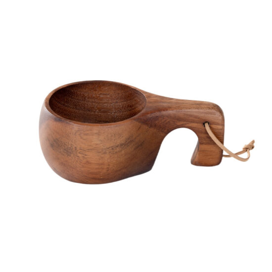 Nordic style walnut wood cup with handle for coffee, milk or tea