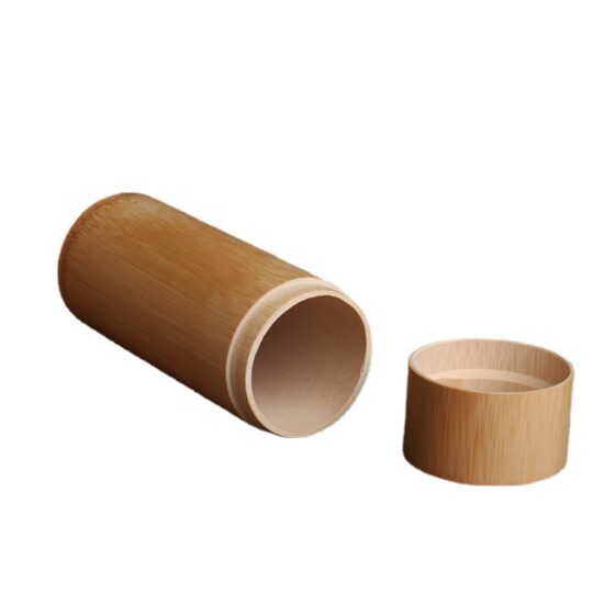 Natural bamboo tea canister tube for loose leaf storage and gift packaging