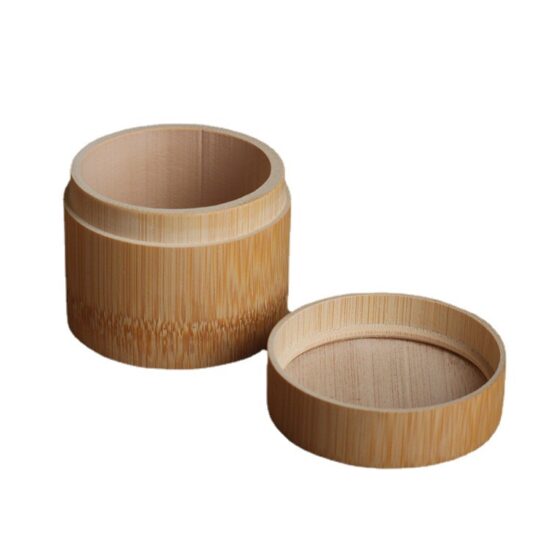 Natural bamboo tea canister tube for loose leaf storage and gift packaging