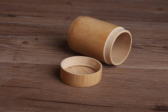 Natural bamboo tea canister tube for loose leaf storage and gift packaging