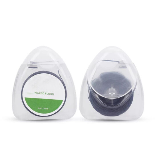 "Disposable Charcoal Dental Floss Picks with Black Mint Wax, 50m in Plastic Box"