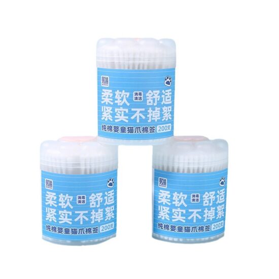 Blinds-shaped disposable double cotton swabs with wooden sticks for cosmetic and hygiene use