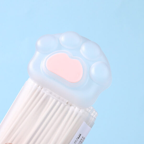 Blinds-shaped disposable double cotton swabs with wooden sticks for cosmetic and hygiene use