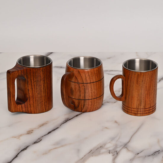 Round Solid Wood Mug – Creative Insulated Wooden Cup, Bulk Wholesale Available

