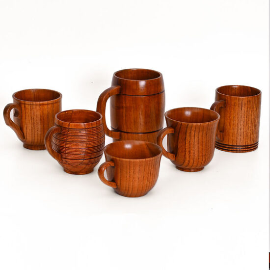 Round Solid Wood Mug – Creative Insulated Wooden Cup, Bulk Wholesale Available

