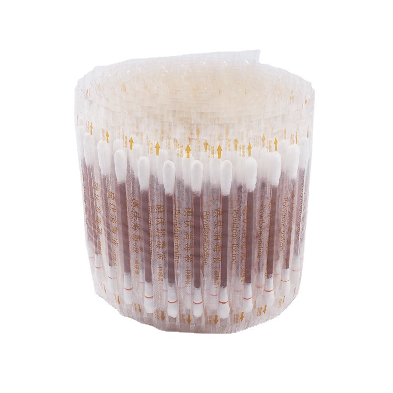 Single-use povidone-iodine cotton swab for baby and wound disinfection