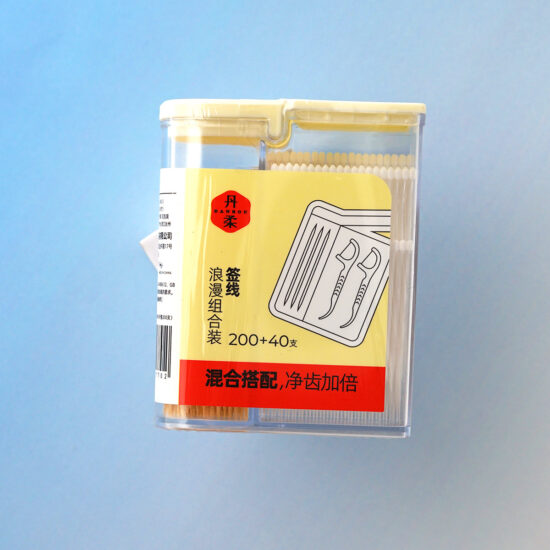 Stylish disposable toothpick and floss picks combo in a home-use storage bottle