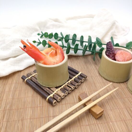 Trendy bamboo tube cup for milk tea and mini ice cream, natural bamboo finish