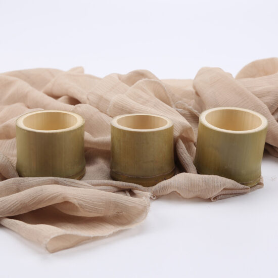 Trendy bamboo tube cup for milk tea and mini ice cream, natural bamboo finish