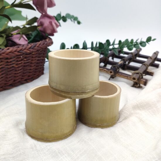 Trendy bamboo tube cup for milk tea and mini ice cream, natural bamboo finish