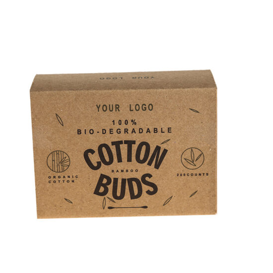 Eco-friendly bamboo cotton swabs in kraft paper box – 100pcs and 200pcs pack