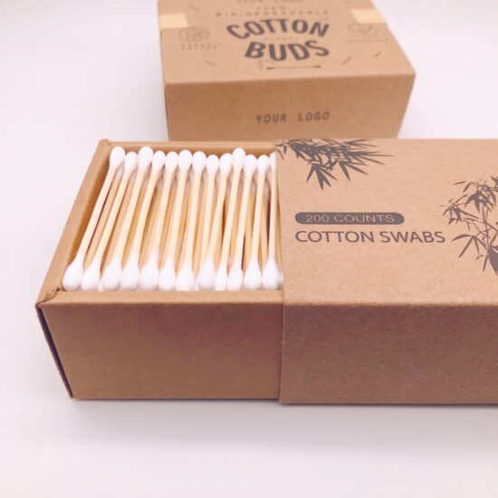 Eco-friendly bamboo cotton swabs in kraft paper box – 100pcs and 200pcs pack