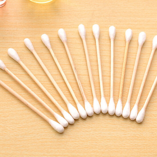 Double-Ended Bamboo Cotton Swabs for Ear Cleaning and Makeup Removal