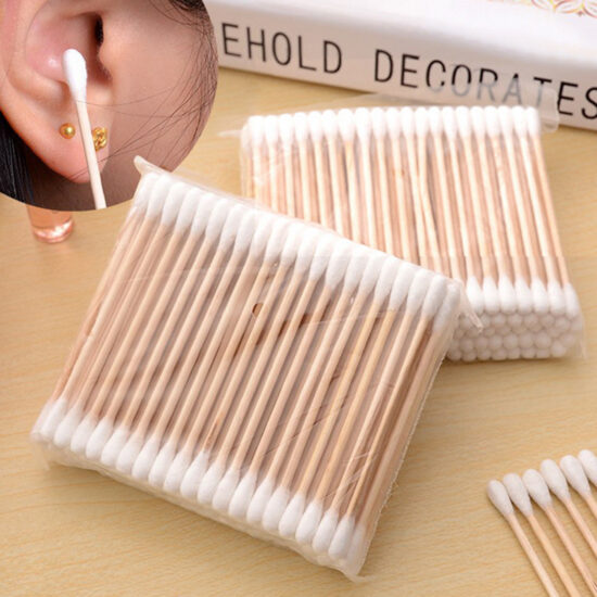 Double-Ended Bamboo Cotton Swabs for Ear Cleaning and Makeup Removal