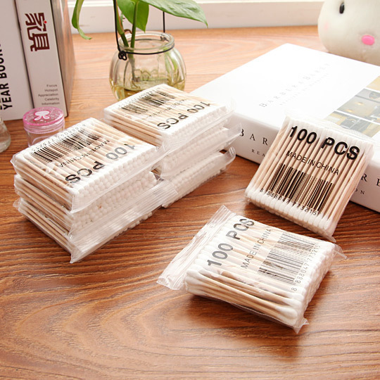 Double-Ended Bamboo Cotton Swabs for Ear Cleaning and Makeup Removal