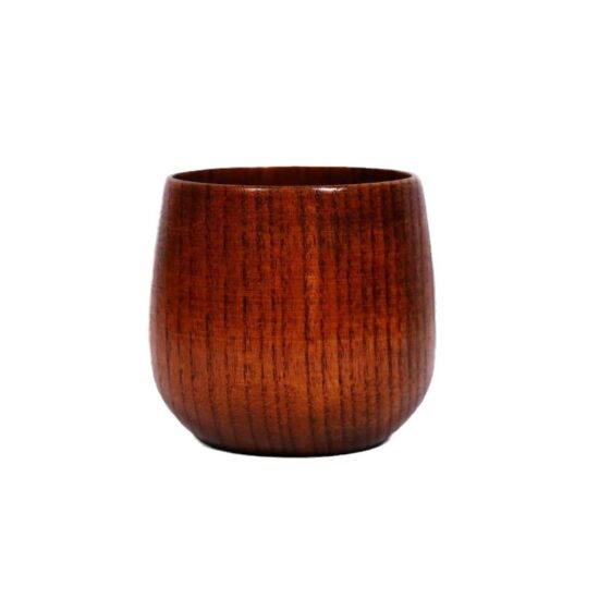 Zakka wooden kids’ tea cup with large belly design – customizable and carbonized